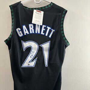 KEVIN GARNETT SIGNED MINNESOTA TIMBERWOLVES AUTOGRAPHED M&NESS JERSEY COA XL 13